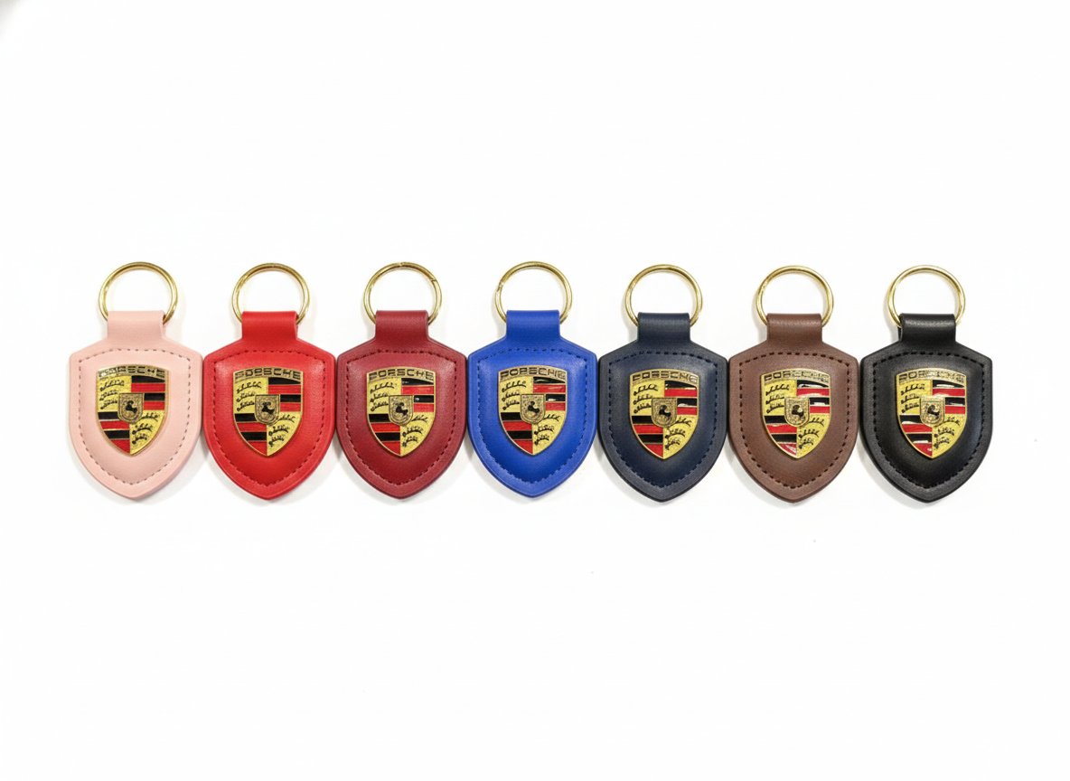 Porsche Crest Key Chain Brown
